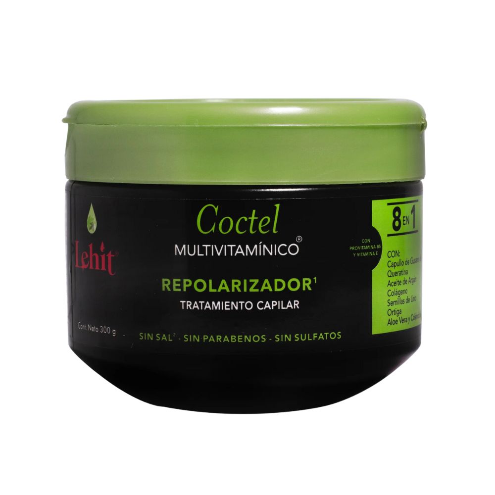 Lehit Shampoo Coctel Multivitaminico 8 en 1 y Tratamiento Coctel 8 en 1 - 300 mL (2 Pack)